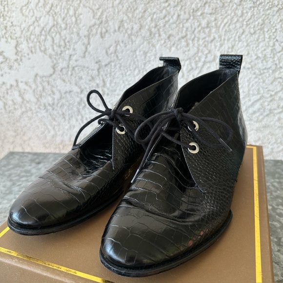 Rag & Bone Audrey black croco eather desert boot womens 8 - Picture 5 of 13